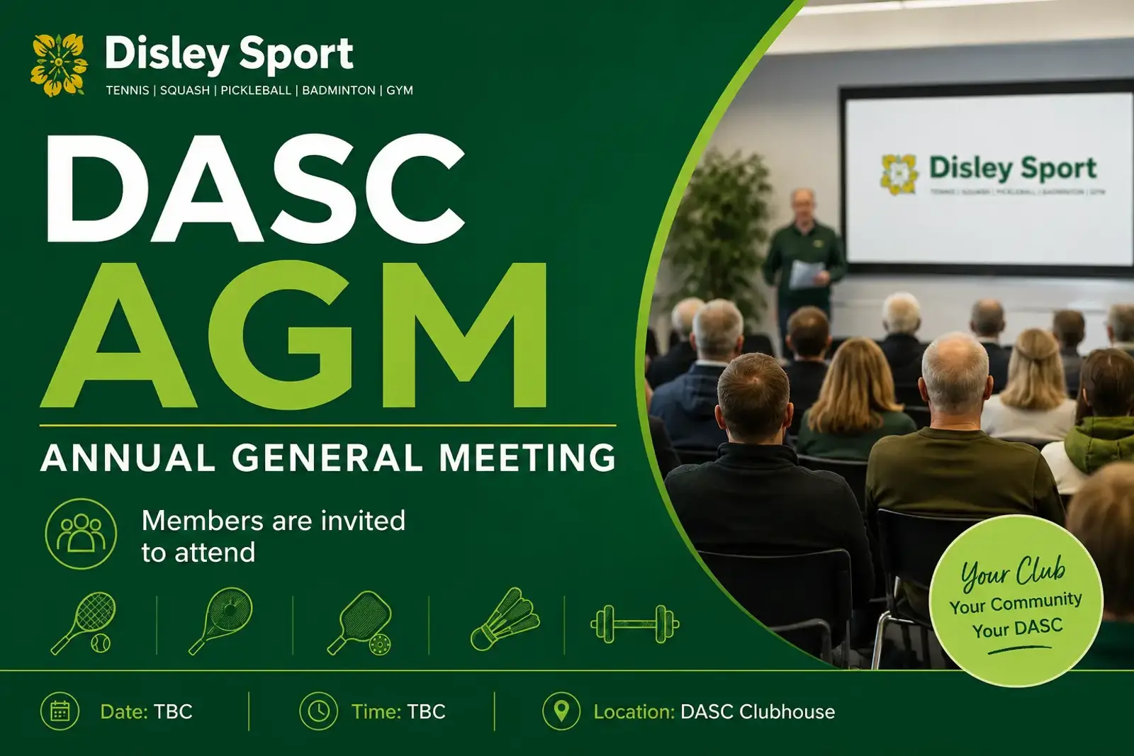 DASC AGM - Tuesday June 16th 2026 at 8.00pm - Bar Open from 7.30pm